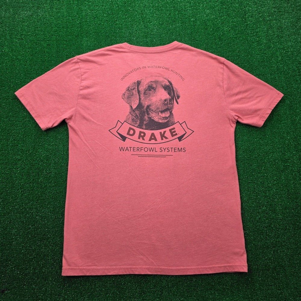 Drake Waterfowl Systems Labrador Retriever Graphic Tshirt Mens Medium Pink Red